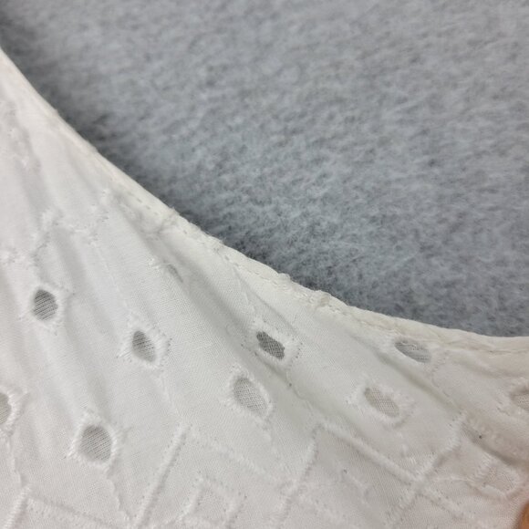 Old Navy Prairie Dress Womens Large White All Over Eyelet Midi Flowy Cam - Picture 10 of 16